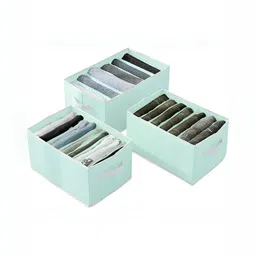 HOUSE OF QUIRK Green Set of 3 Regular Drawer Organiser Organisers-15