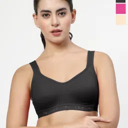 LILY Strops555 Pack Of 2 Full Coverage Seamless Non Padded Sports Bra-picture-52