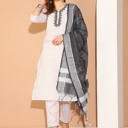 Moms Maternity Women Embroidered Regular Thread Work Kurta with Trousers & With Dupatta-picture-53