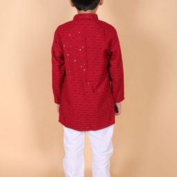 MoMaa Boys Embroidered Regular Sequinned Kurta with Pyjamas image 5
