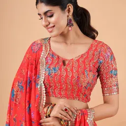 Kaizen TEXO FAB Printed Semi-Stitched Lehenga & Unstitched Blouse With Dupatta image 2