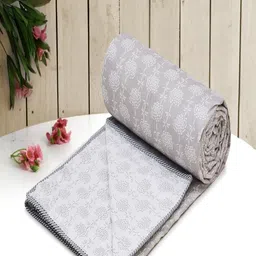 RRC Grey & White Floral AC Room 150 GSM Double Bed Dohar-image-33