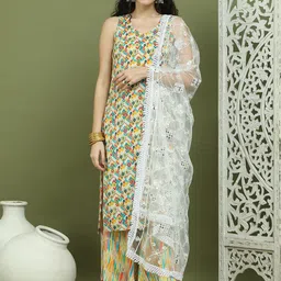 Jompers Women Floral Printed Regular Kurta with Palazzos & With Dupatta-picture-19