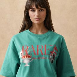 RAREISM Women Graphic Printed Round Neck Cotton Oversized T-shirt-image-100