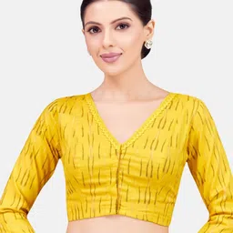 Studio Shringaar Ikat Printed Pure Cotton Saree Blouse-image-89