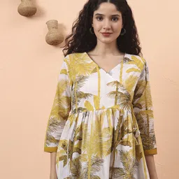 Yufta Women Tropical Print Cotton A-Line Top-image-28
