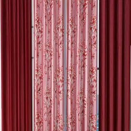 AADI TRADERS Maroon Set of 4 Floral Printed Door Curtain-picture-52