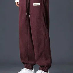 Kotty Men Cotton Relaxed High-Rise Corduroy Joggers Trousers-image-43