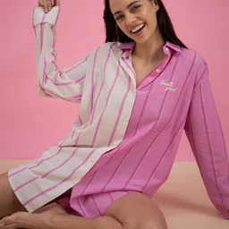 Sweet Dreams Women Pure Cotton Striped Shirt Dress-image-30