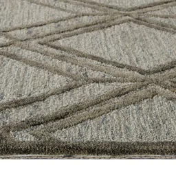 saraswatii global Vista Grey & Green Geometric Printed Tufted Woollen Carpet image 4