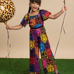 LIL DRAMA Girls Printed Basic Jumpsuit-image-6