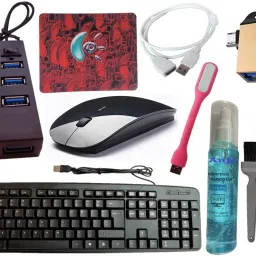 ANJO Wired Keyboard-Wireless Mouse-Pad-Hub 2.0-3in1 Cleaner-2in1 OTG-Ext Cable-LED Combo Set-image-17