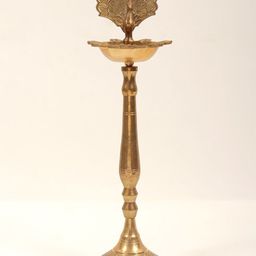 Exotic India Brass Seven Wicks Peacock Design Lamp-image-45