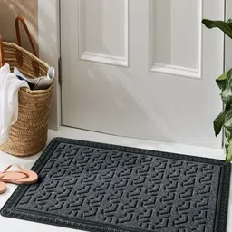 Galaxy Home Decor Grey & Black Self Designed Rectangular Waterproof Non-Slip Doormat-image-85