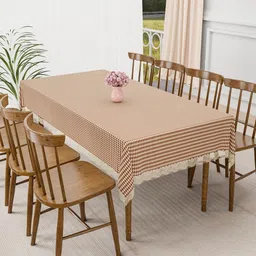 Aura Cream-Coloured Floral Anti-Skid 6-Seater Table Cover-picture-11