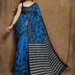 TITHI SAREES Floral Printed Pure Cotton Sambalpuri Regular Saree-picture-15