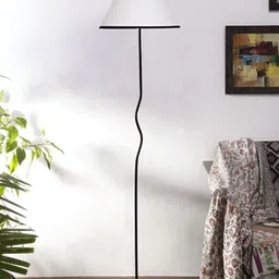 Devansh White & Black Frustum Shape Floor Lamps With Shade-7