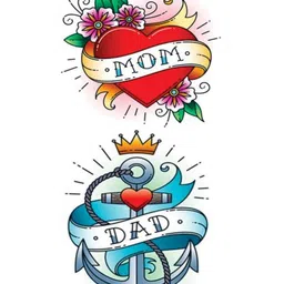 ORDERSHOCK Heart Mom Dad Waterproof Temporary Body Tattoo-picture-3