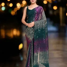 DIVASTRI Embellished SequinnedSaree-picture-12