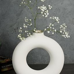 Kreative Arts White Donut Ceramic Flower Vase-34