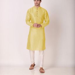 PulseIQ Men Yellow Art Silk Kurta Sets-picture-40