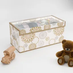Kuber Industries White 3 Pieces Printed Drawer Organisers With Transparent Lid-3