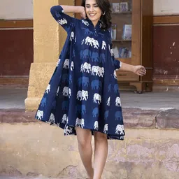BAESD Women Cotton Conversational Printed A-Line Dress-image-82