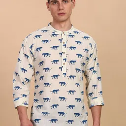 Anouk Animal Printed Pure Cotton Short Kurta-image-2