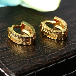 ANIKAS CREATION Gold Plated Contemporary Hoop Earrings-image-23