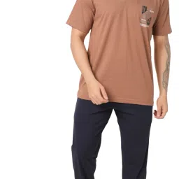 Men Top & Pyjama Set Multicolor Solid-image-82