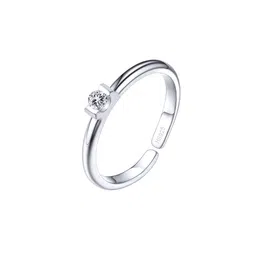 HighSpark 92.5 Sterling Silver Cubic Zirconia Studded Adjustable Toe Ring-14