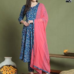 Rajnandini Women Floral Printed Regular Kurta with Trousers & With Dupatta-26