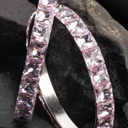 Mamon Creations Set Of 2 Gold-Plated & Pink Alloy Zircon Bangles-picture-24
