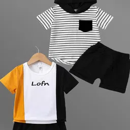 Lofn Unisex Kids Colourblocked T-shirt with Shorts-25