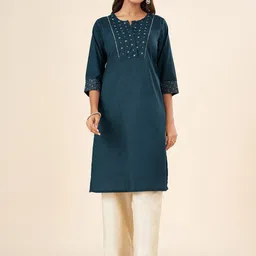 RANGMANCH BY PANTALOONS Printed Cotton Straight Kurta-image-29