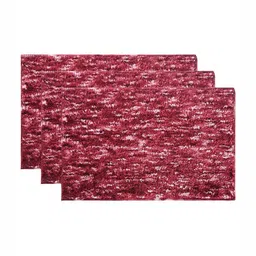 Aura 3-Pcs Maroon Printed Microfibre Anti-Skid Bath Rugs-17
