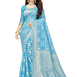 KALINI Woven Design Zari Pure Cotton Banarasi Saree-18
