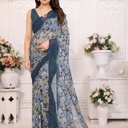 LeeliPeeri Designer Floral Poly Georgette Saree-image-63