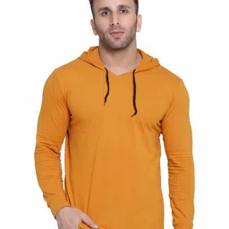 Blisstone Men Solid Hooded Cotton Slim Fit T-shirt-image-99