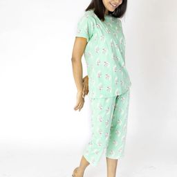 LABEL MY Women Unicorn Print Cotton Capris Set Night suit-image-29