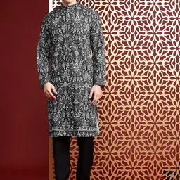 MANQ Men Mirror Work Kurta-image-41