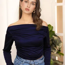 Womenster Off-Shoulder Bardot Crop Top-picture-22