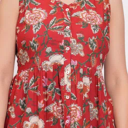 SIDDHANAM Floral Print Cotton A-Line Dress image 2