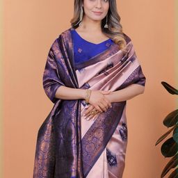 Divastri Purle Silk Blend Woven Banarsi Zari Saree For Women-picture-8