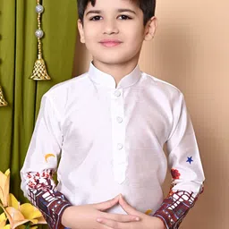 BAESD Boys Printed Regular Dupion Silk Kurta with Patiala image 2