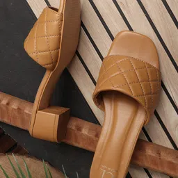 Carlton London Women Textured Block Heels Sandals-picture-24