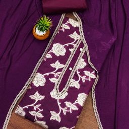 HERE&NOW Floral Banarasi Jacquard Woven Design Unstitched Dress Material-image-27