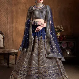 ODETTE Embroidered Semi-Stitched Lehenga & Blouse With Dupatta-picture-39