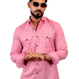 IKON FASHION Men Original Fit Solid Spread Collar Cotton Casual Shirt-picture-48