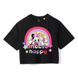 Wear Your Mind Girls Minnie Mouse Printed Pure Cotton Applique Boxy T-shirt-image-60